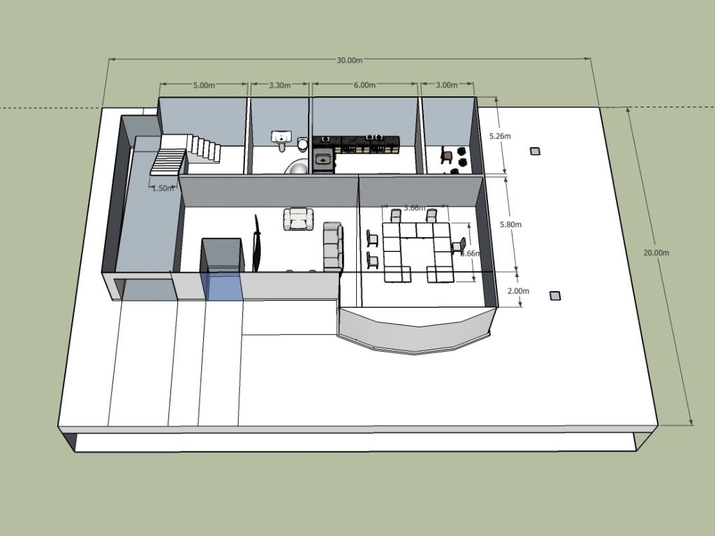 Side view of the first floor