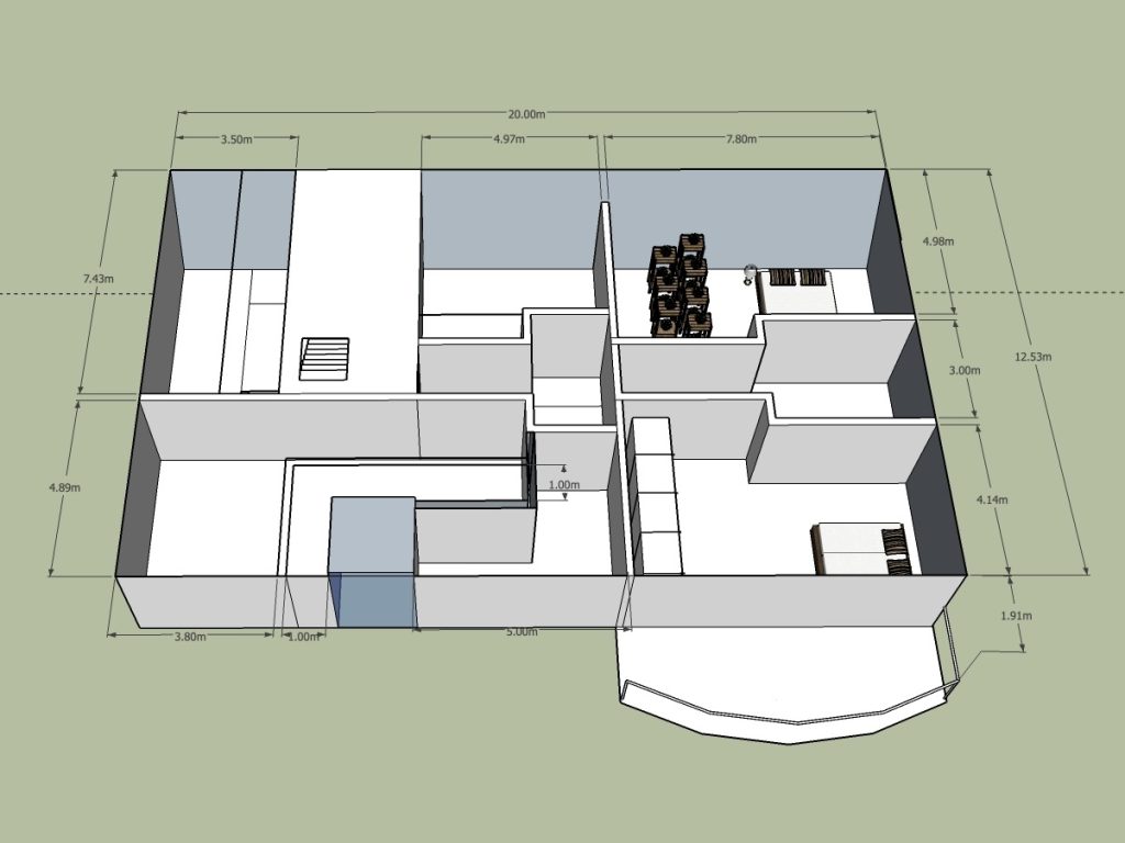 Side view of the second floor