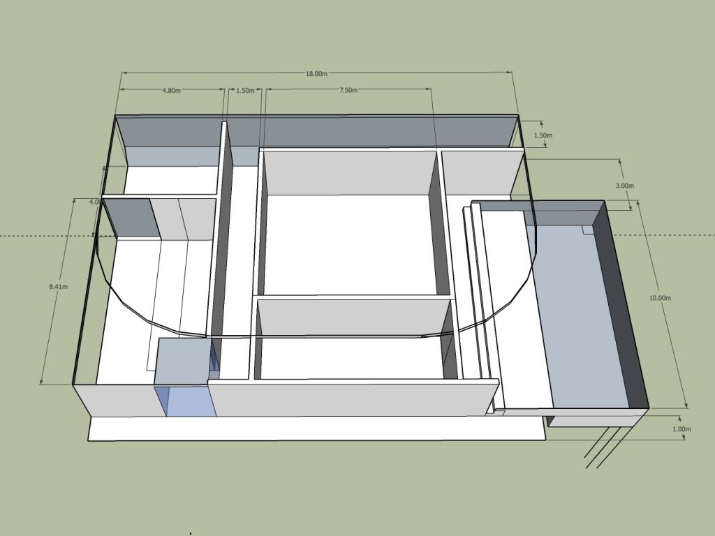 Side view of the third floor