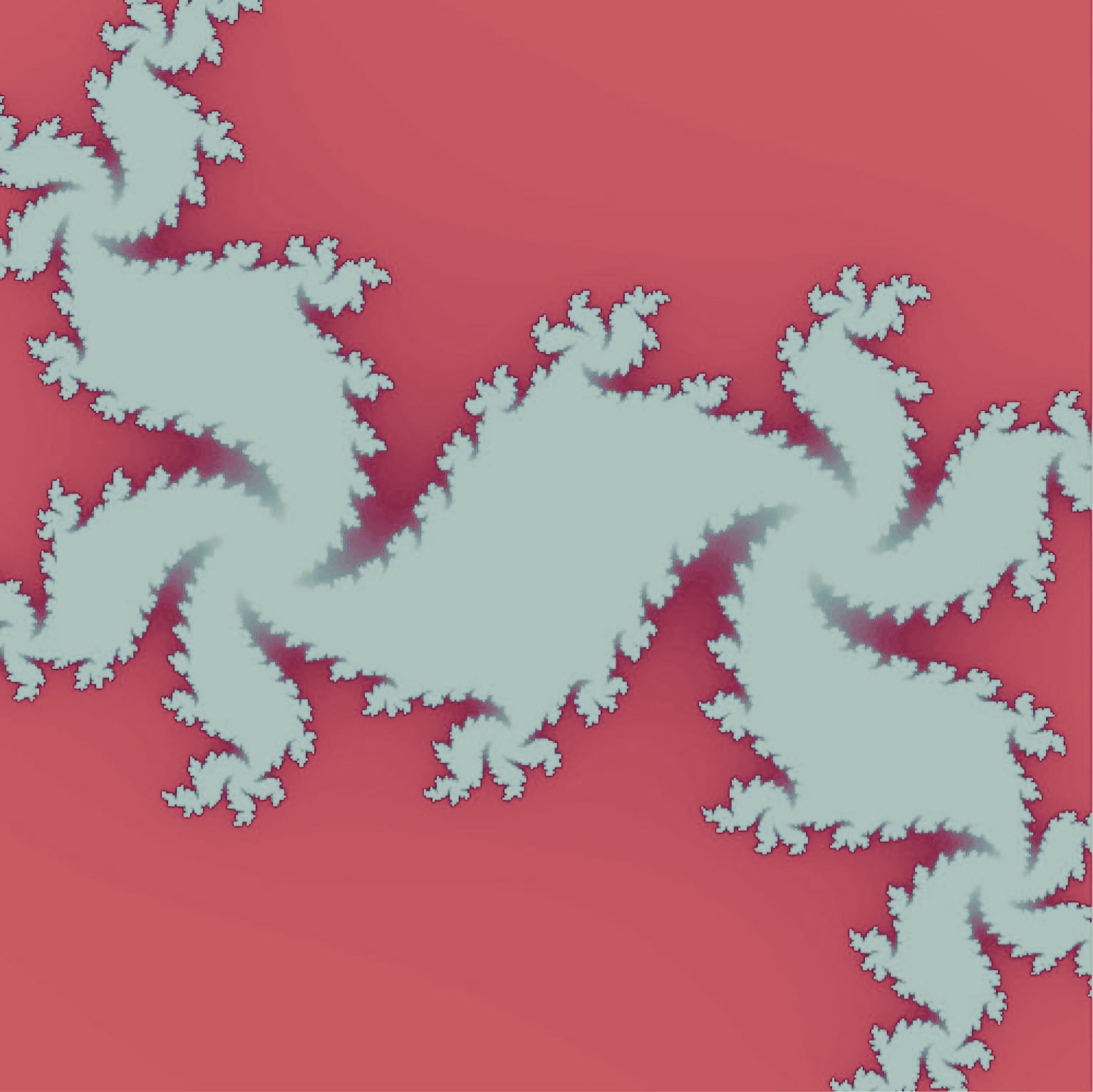 Abstract Julia set pattern in pink and light blue