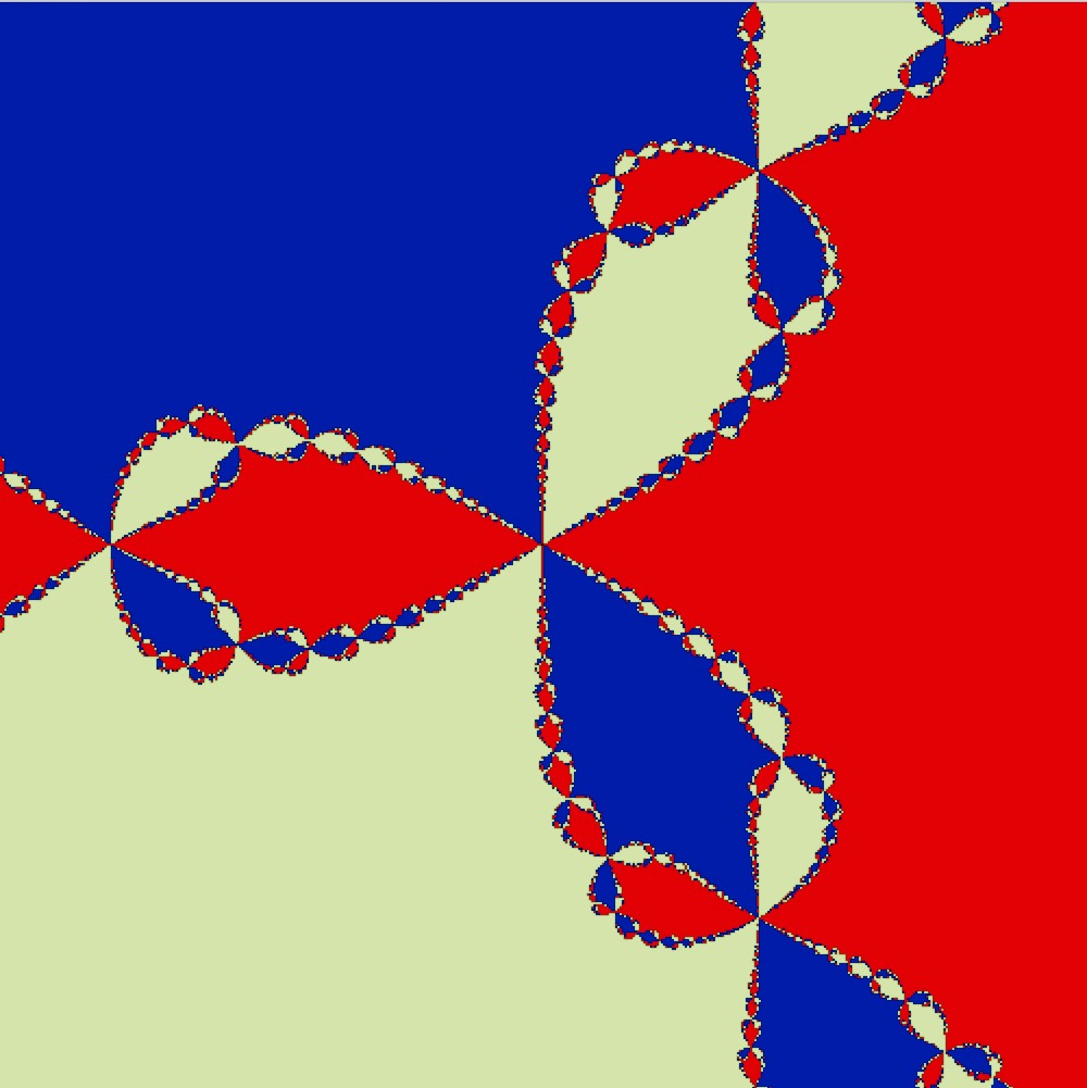 Abstract Julia set pattern in three colors
