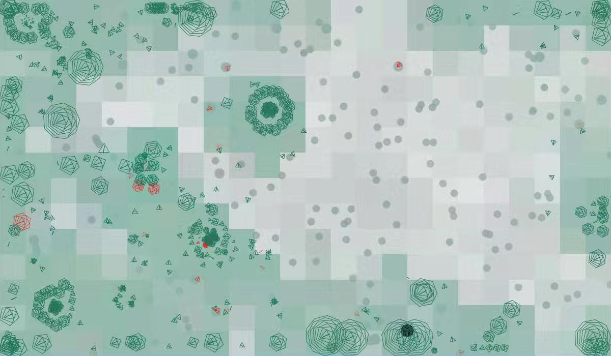 Green critters against a white background